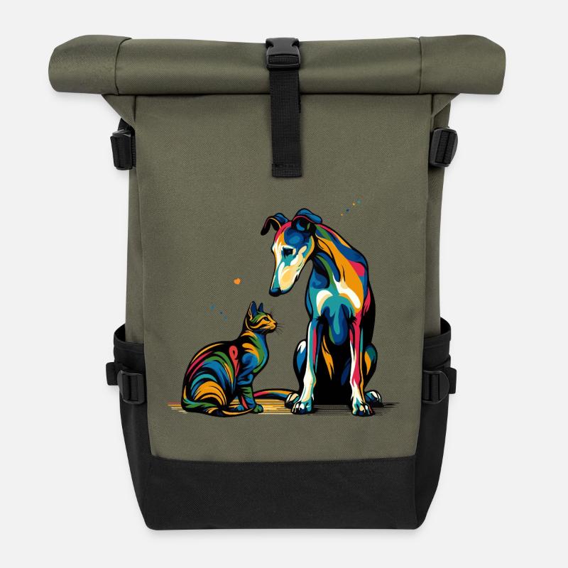 Best Friends Colorful Encounter - Roll Top Backpack - olive/black