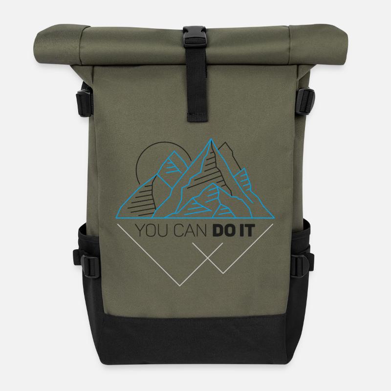 You Can Do It - Rolltop Rucksack - Olive/Schwarz