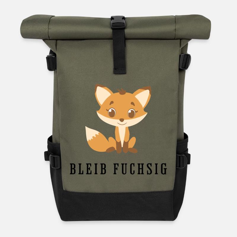 Cuddly fox friend - Roll Top Backpack - olive/black