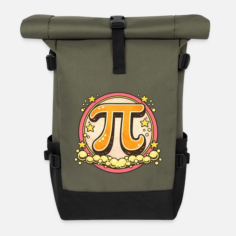 Pi Pop Retro-Abzeichen - Rolltop Rucksack - Olive/Schwarz