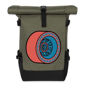 Skateboard Rolle Longboard - Rolltop Rucksack - Olive/Schwarz - Vorne