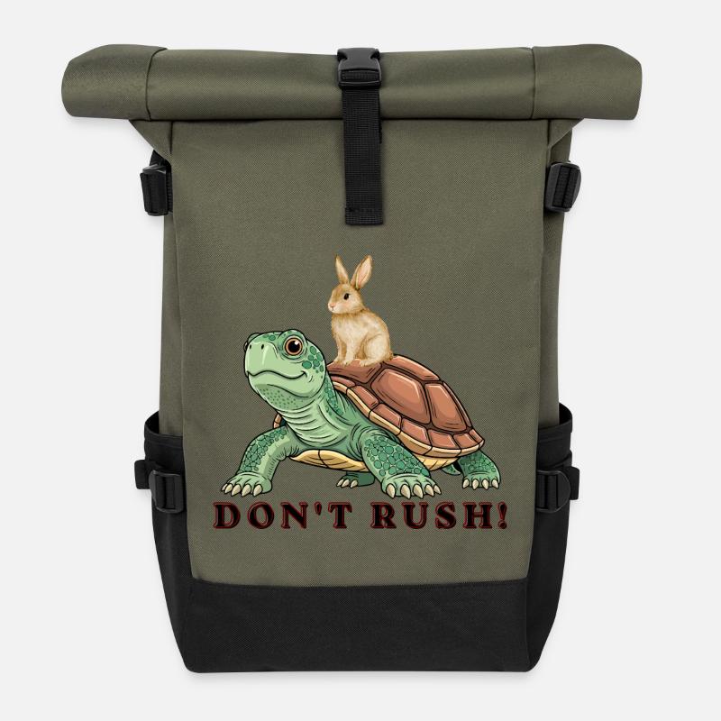 Take your time! - Roll Top Backpack - olive/black