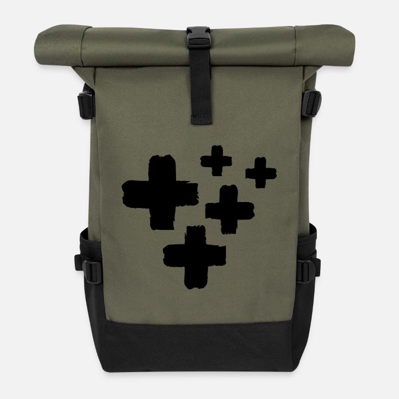 crosses - Roll Top Backpack - olive/black
