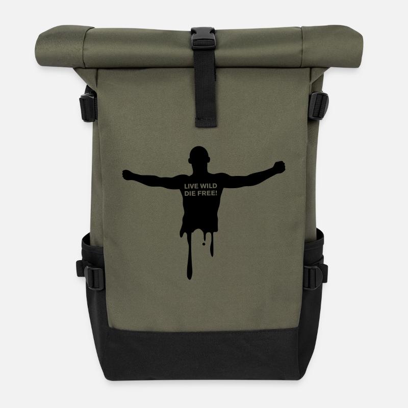 livewilddiefree - Rolltop Rucksack - Olive/Schwarz