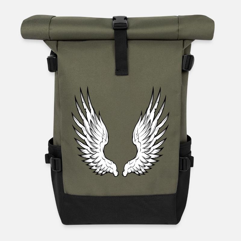 angel wings - Sac à dos roll top - olive/noir