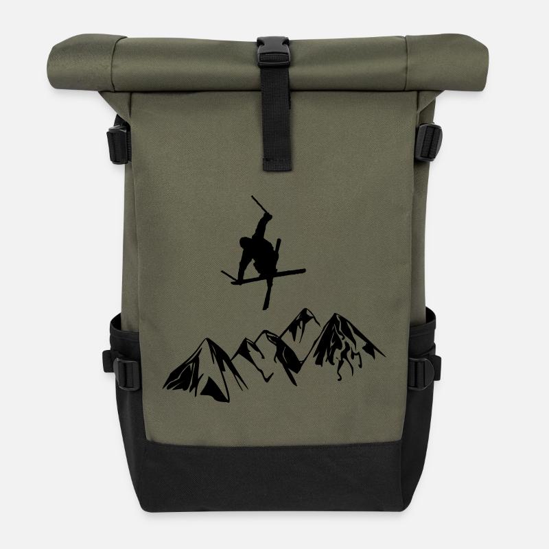 Coureur de montagne à ski - Sac à dos roll top - olive/noir