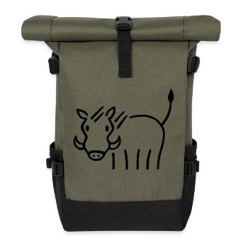 Warzenschwein - Rolltop Rucksack - Olive/Schwarz - Vorne
