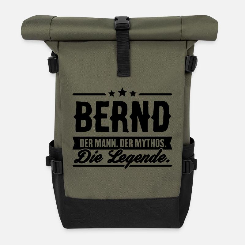 Mann Mythos Legende Bernd - Rolltop Rucksack - Olive/Schwarz