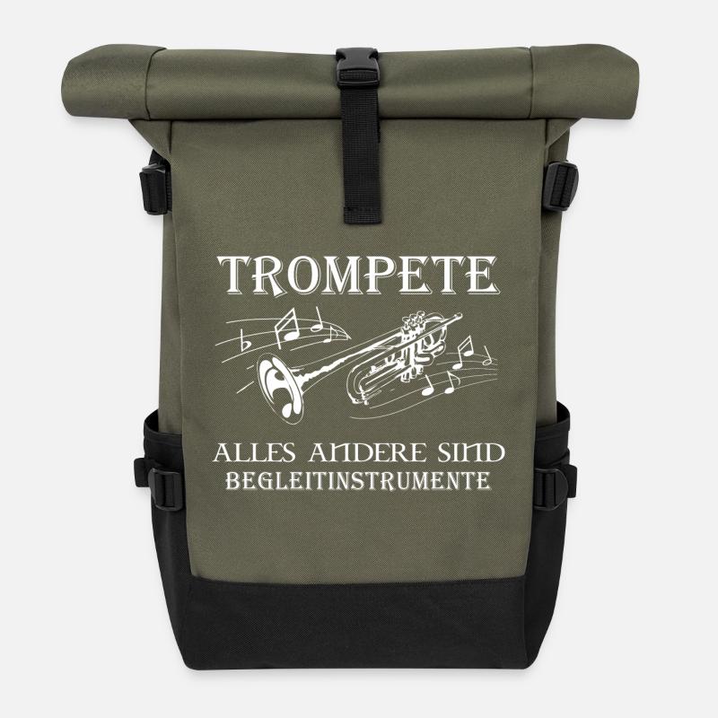 Trompete alles andere sind Begleitinstrumente - Rolltop Rucksack - Olive/Schwarz
