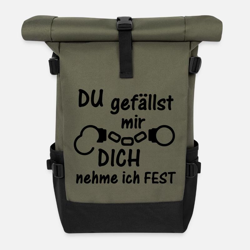 Festnahme Liebe Polizei Handschellen Geschenk - Rolltop Rucksack - Olive/Schwarz