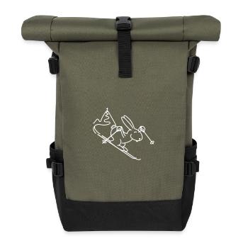Cool ski hare snow hare skier slope gift - Roll Top Backpack - olive/black - Front