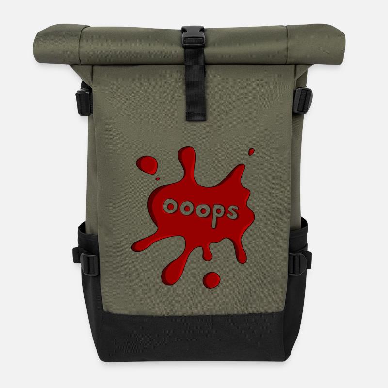 Fleck ooops dunkelrot - Rolltop Rucksack - Olive/Schwarz
