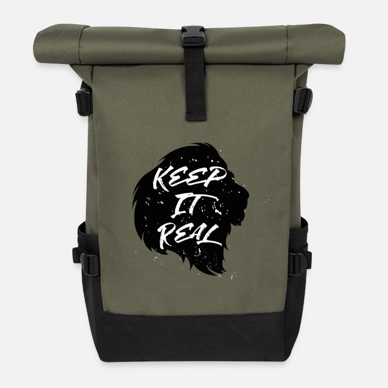 Lion Keep It Real - Roll Top Backpack - olive/black