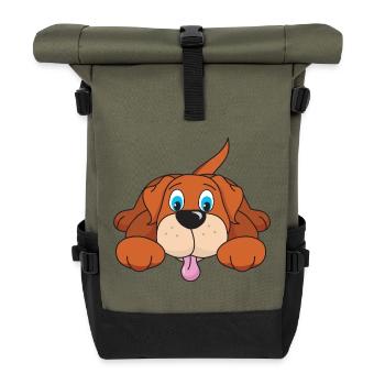 Chiot mignon chien animaux domestiques - Sac à dos roll top - olive/noir - Devant