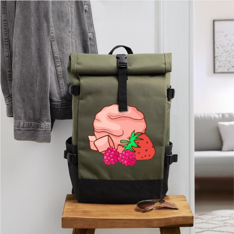 Eis Speiseeis Eiskrem Eiscreme Erdbeeren Himnbeere Rolltop Rucksack