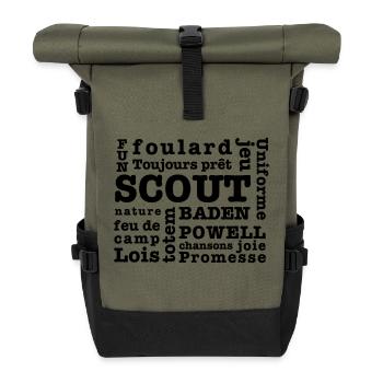 Scout Words - Roll Top Backpack - olive/black - Front