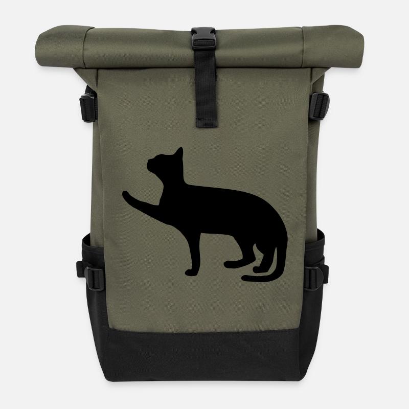 Katze - Rolltop Rucksack - Olive/Schwarz