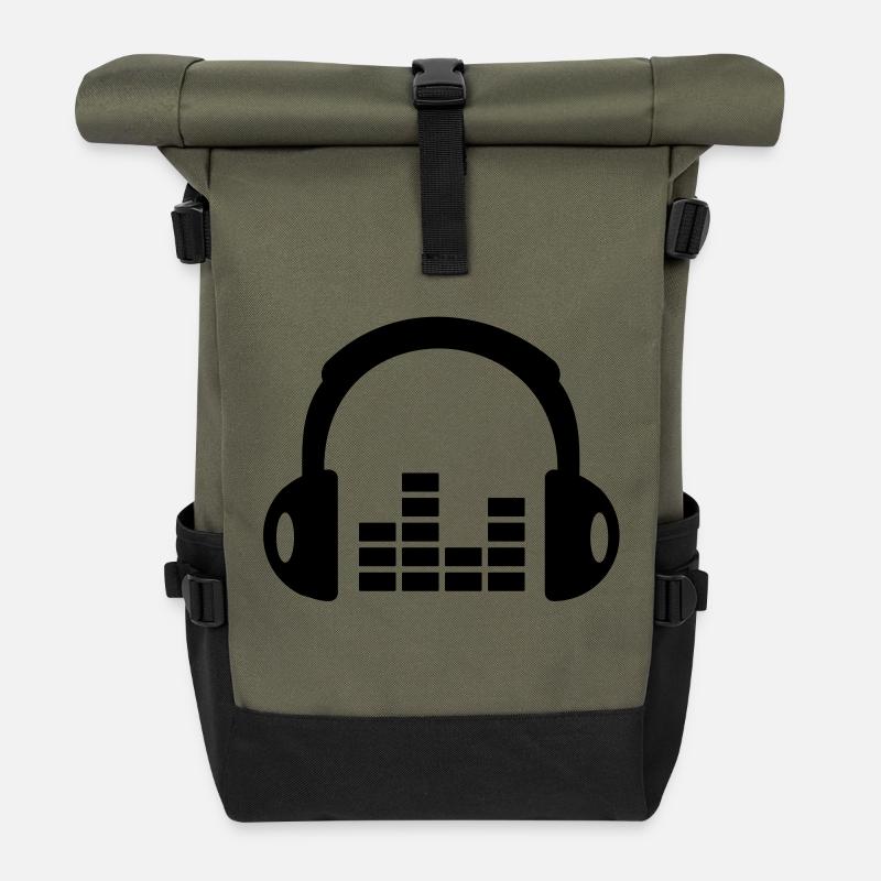 Kopfhörer - Rolltop Rucksack - Olive/Schwarz
