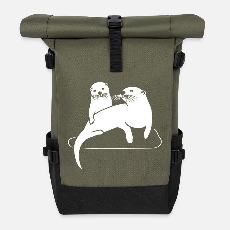 loutre castor - Sac à dos roll top - olive/noir
