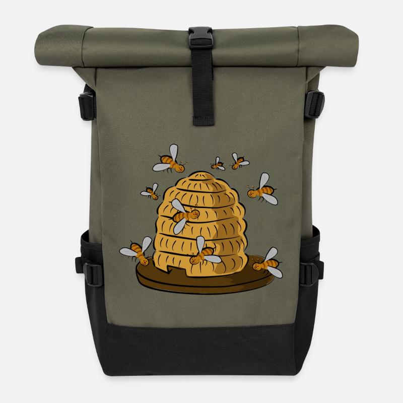 Bienenkorb - Rolltop Rucksack - Olive/Schwarz