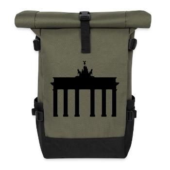 Brandenburger Tor Berlin (1c) - Rolltop Rucksack - Olive/Schwarz - Vorne