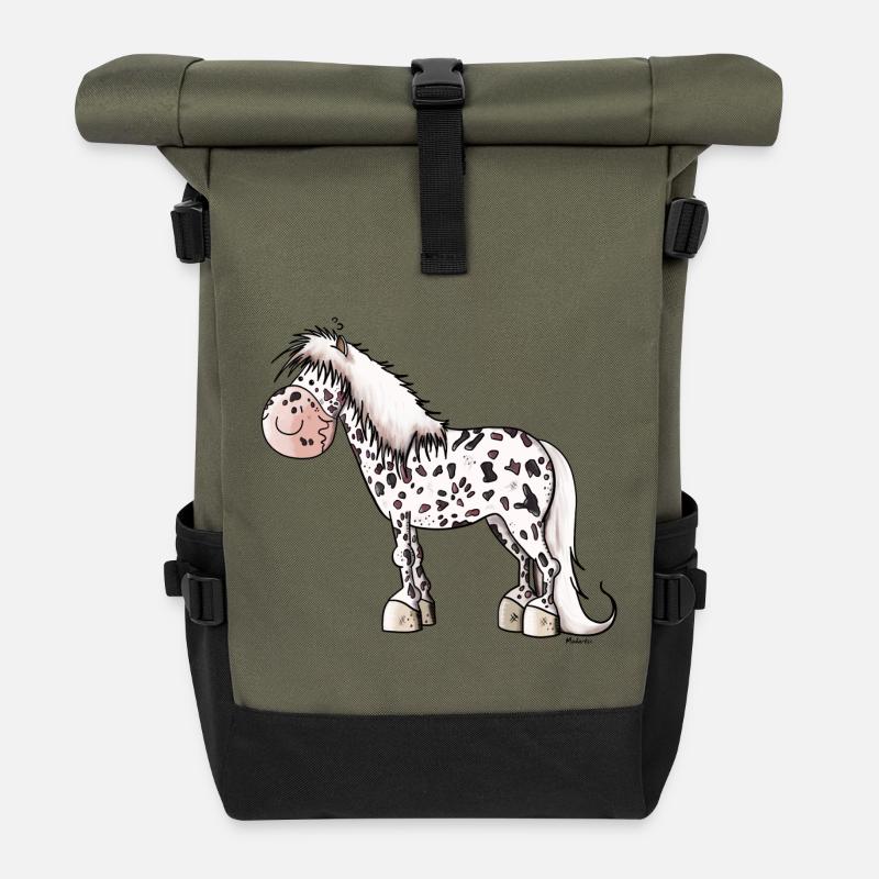Tigerschecke Pony - Rolltop Rucksack - Olive/Schwarz
