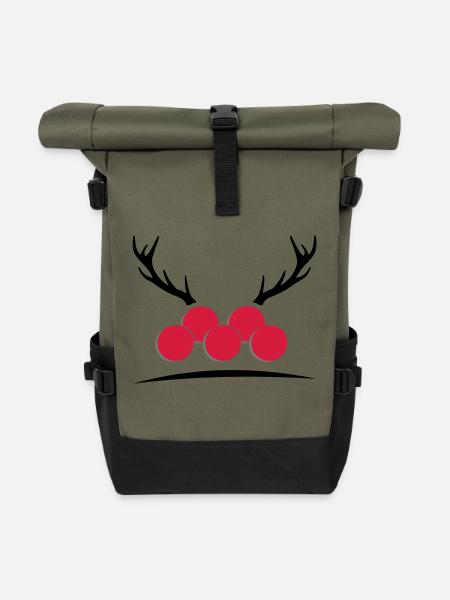 Bollenhut mit Geweih - Rolltop Rucksack - Olive/Schwarz