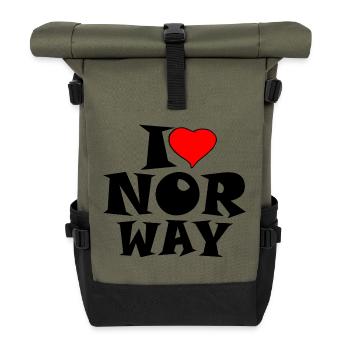 Norvège - J'aime la Norvège - J'aime la Norvège - Sac à dos roll top - olive/noir - Devant