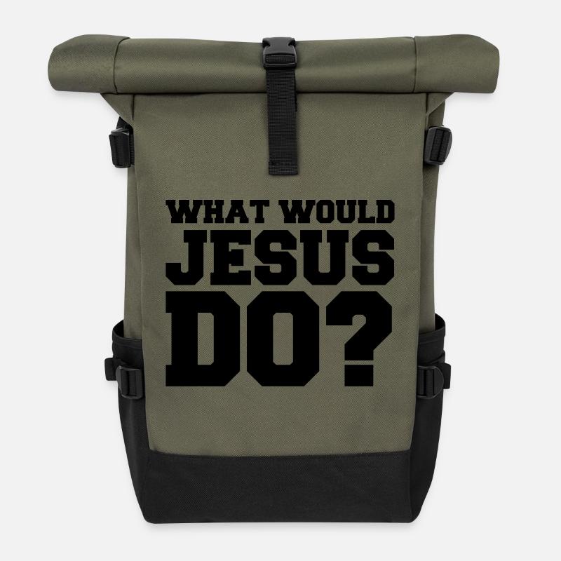 what_would_jesus_do_01 - Rolltop Rucksack - Olive/Schwarz