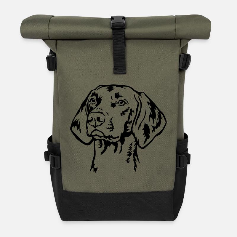 Magyar Vizsla head - Roll Top Backpack - olive/black
