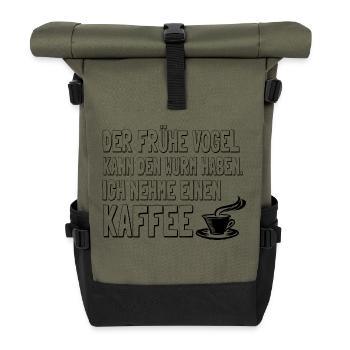 Der frühe Vogel kann den Wurm haben Ich nehme ei.. - Rolltop Rucksack - Olive/Schwarz - Vorne