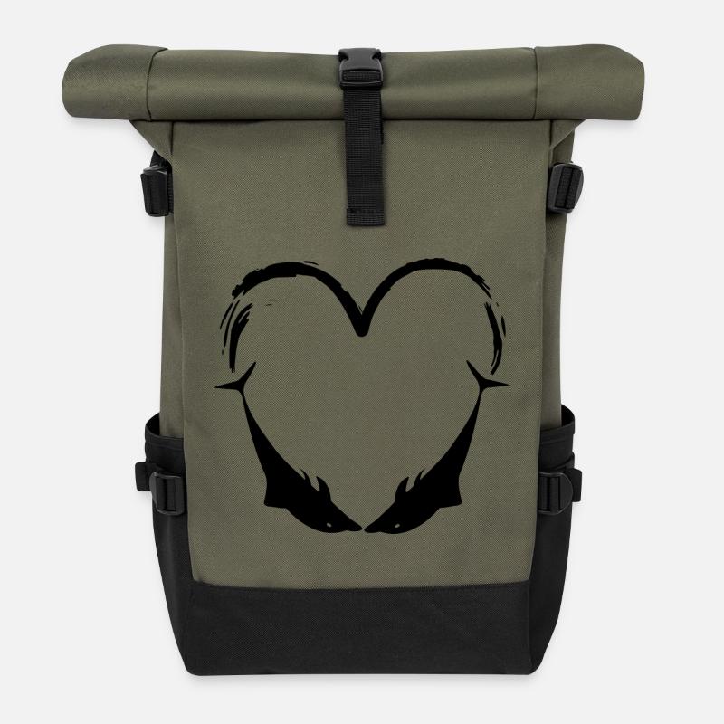 Delfin Design Delfine Liebe - Rolltop Rucksack - Olive/Schwarz