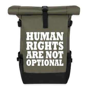 human rights are not optional - Roll Top Backpack - olive/black - Front