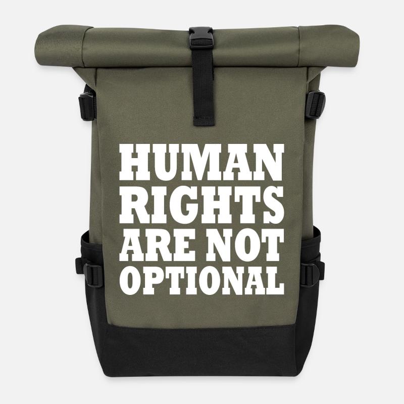 human rights are not optional - Rolltop Rucksack - Olive/Schwarz