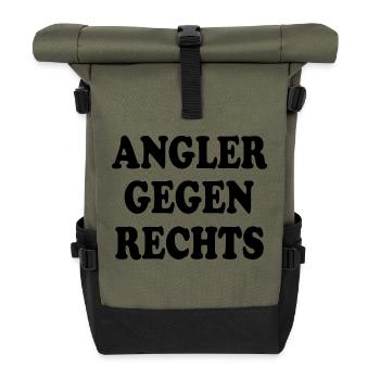 Angler gegen rechts - Rolltop Rucksack - Olive/Schwarz - Vorne