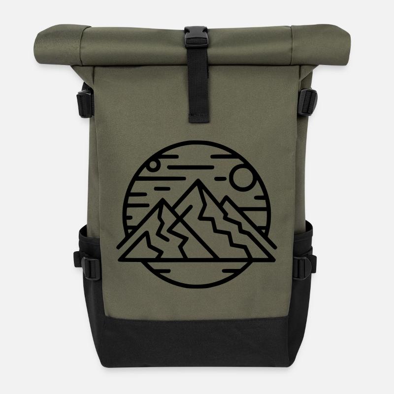 Abstrakte geometrische Art-Print - Rolltop Rucksack - Olive/Schwarz