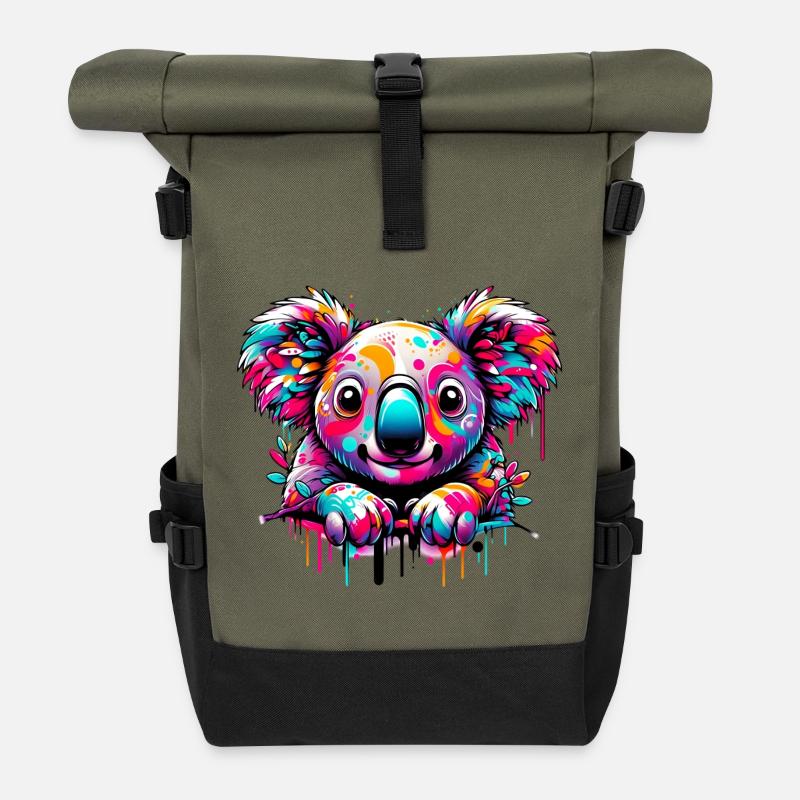 Koala - Sac à dos roll top - olive/noir