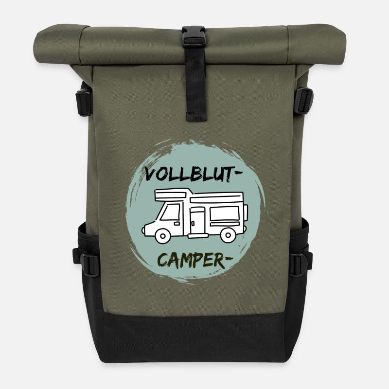 VollblutCamper-Wohnmobil - Rolltop Rucksack - Olive/Schwarz