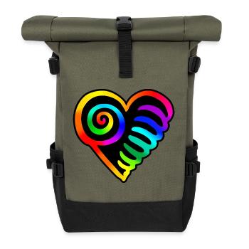 Coeur Arc-en-ciel - Sac à dos roll top - olive/noir - Devant