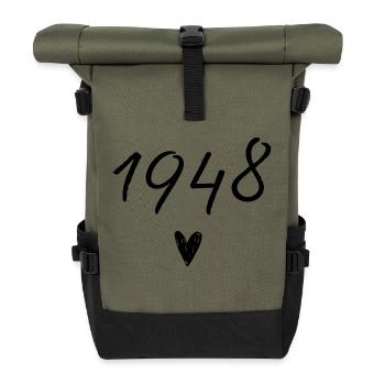 1948 Herzgeburtstag - Rolltop Rucksack - Olive/Schwarz - Vorne