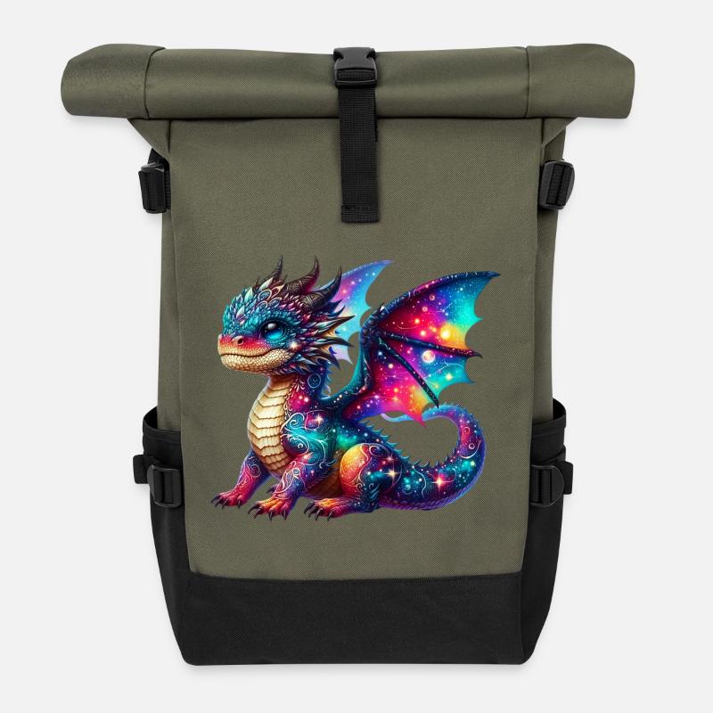 Drache - Rolltop Rucksack - Olive/Schwarz