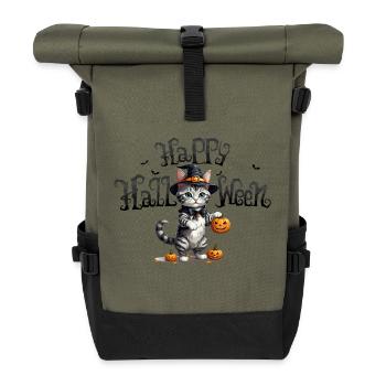 Niedliche hexenhafte Katze Halloween Cute Witchy - Rolltop Rucksack - Olive/Schwarz - Vorne