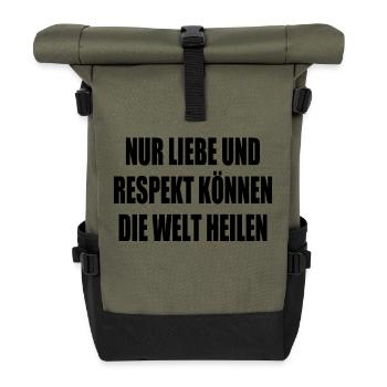 Only love and respect can heal the world - Roll Top Backpack - olive/black - Front