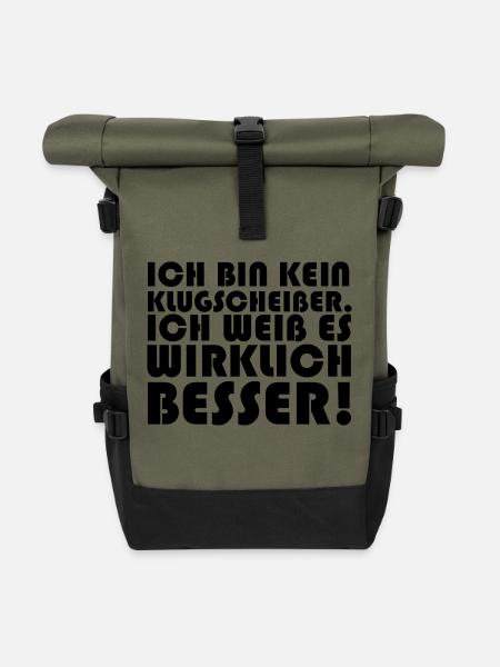 Lustiger Spruch Bild Witzig Humor Geschenkidee - Rolltop Rucksack - Olive/Schwarz