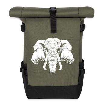 Elefant Boxer Boxen MMA Kampfsport - Rolltop Rucksack - Olive/Schwarz - Vorne