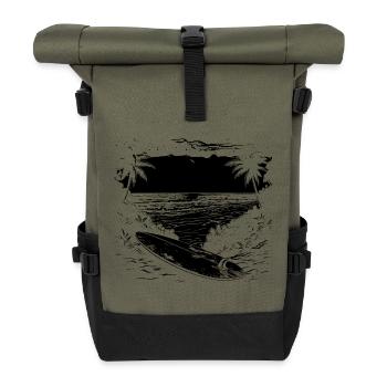 Surfing Graphics - Roll Top Backpack - olive/black - Front