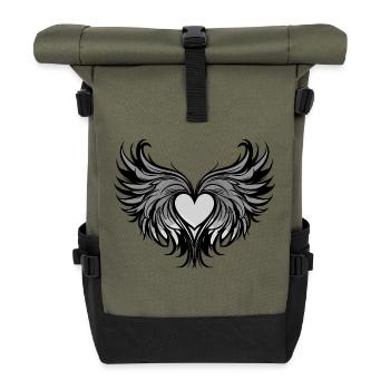 Coeur Ailes Amour - Sac à dos roll top - olive/noir - Devant