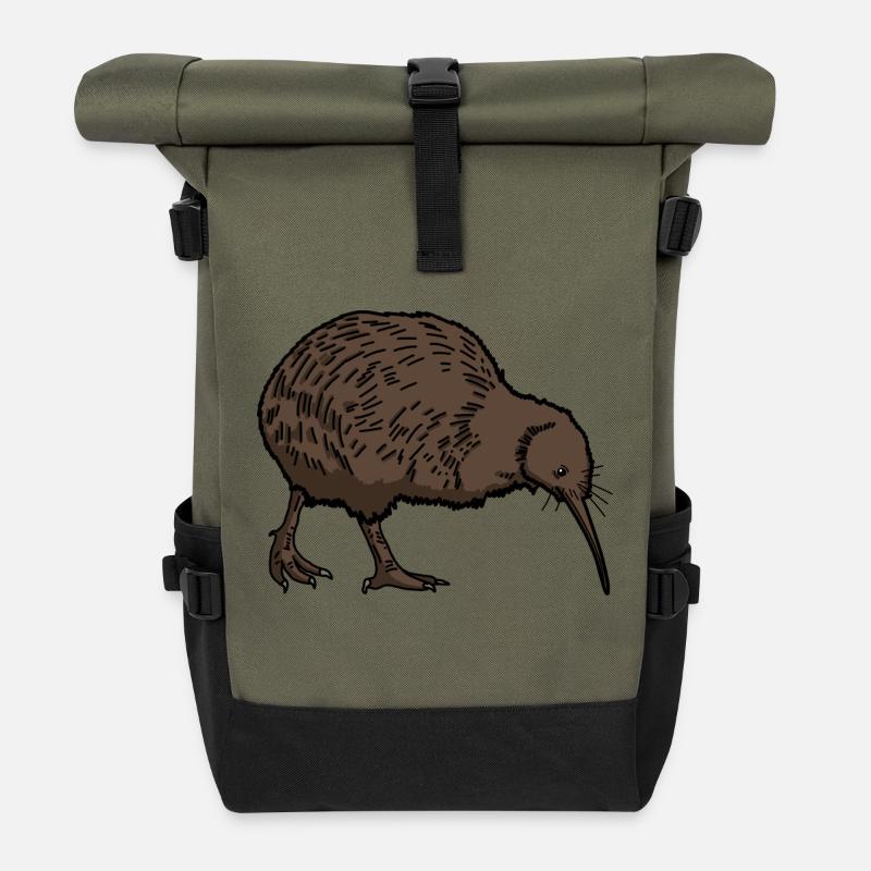 Kiwi Vogel - Rolltop Rucksack - Olive/Schwarz
