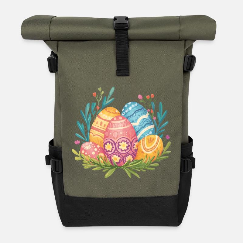 Œuf de Pâques - Sac à dos roll top - olive/noir