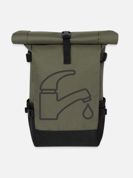 Wasserhahn Hahn Symbol Logo Klempner - Rolltop Rucksack - Olive/Schwarz